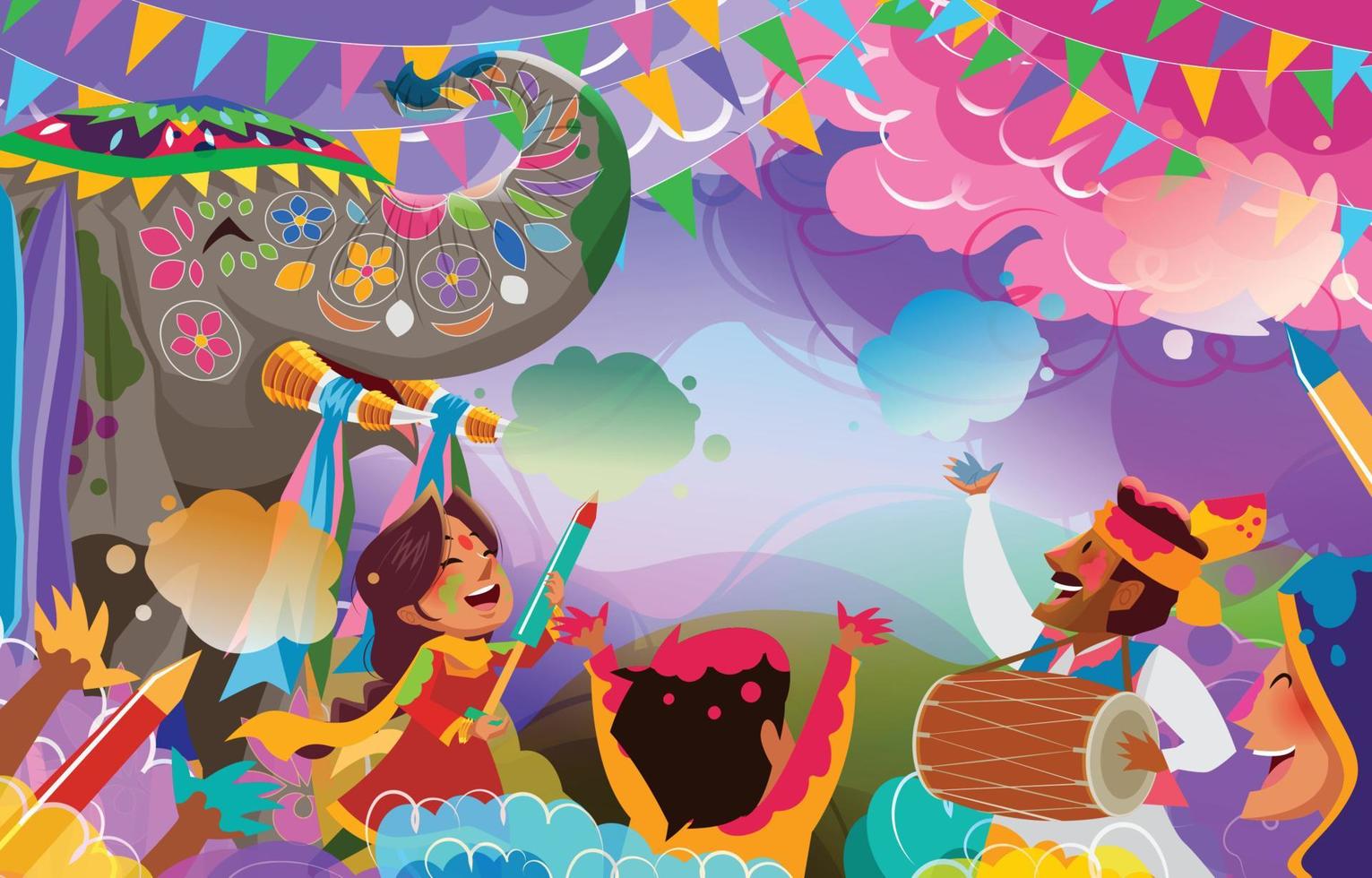 Happy Holi Festival Background Concept vector