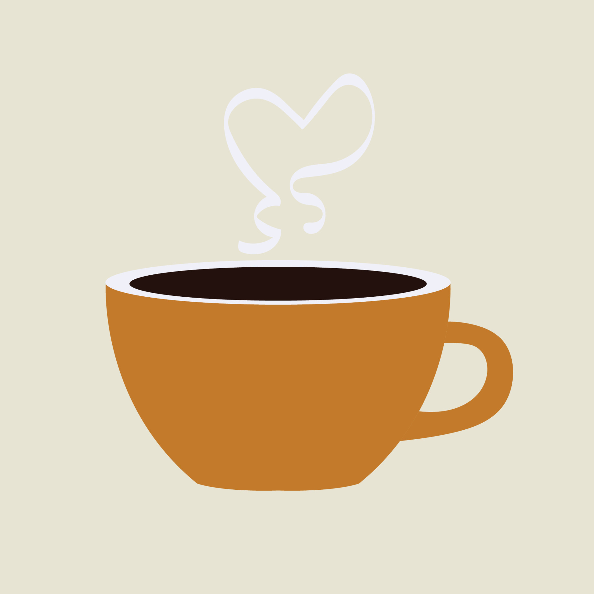 Coffee Cup with Heart Steam Isolated Beige Background 4874875 Vector