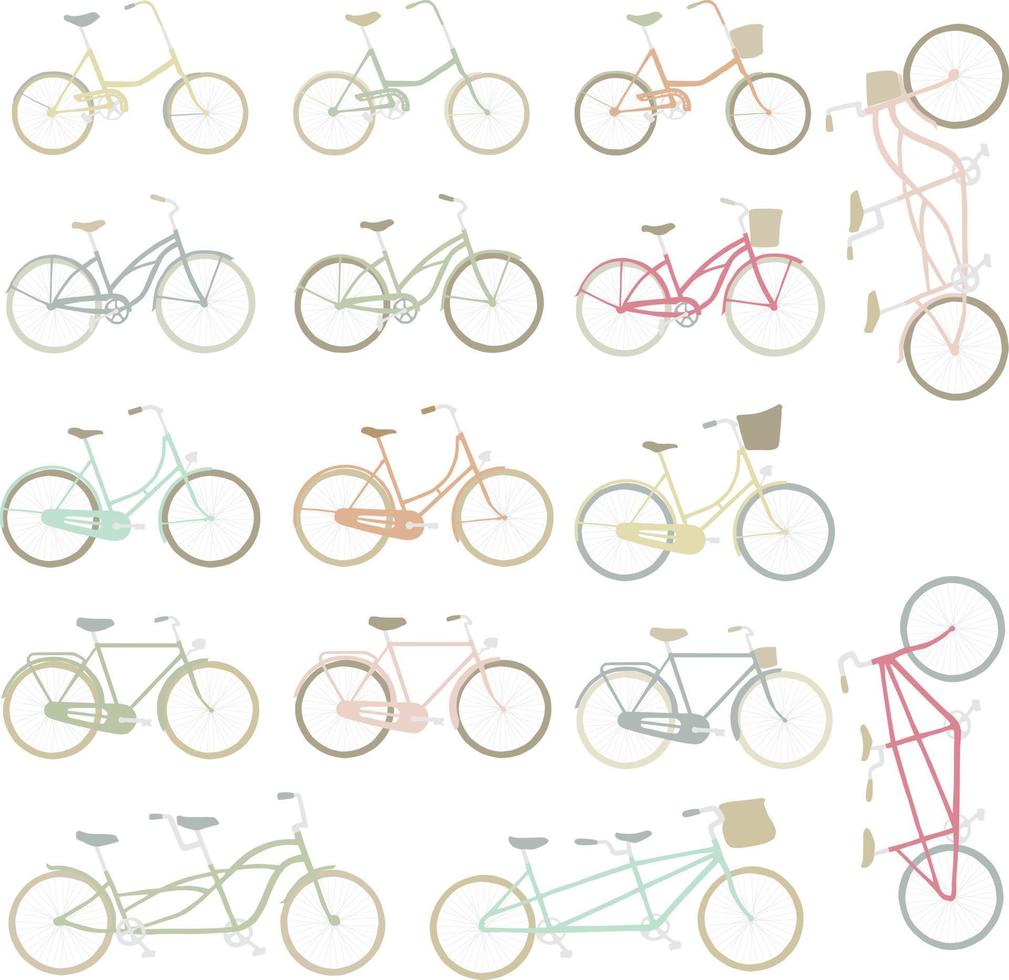 Colorful bicycle decoration elements vector