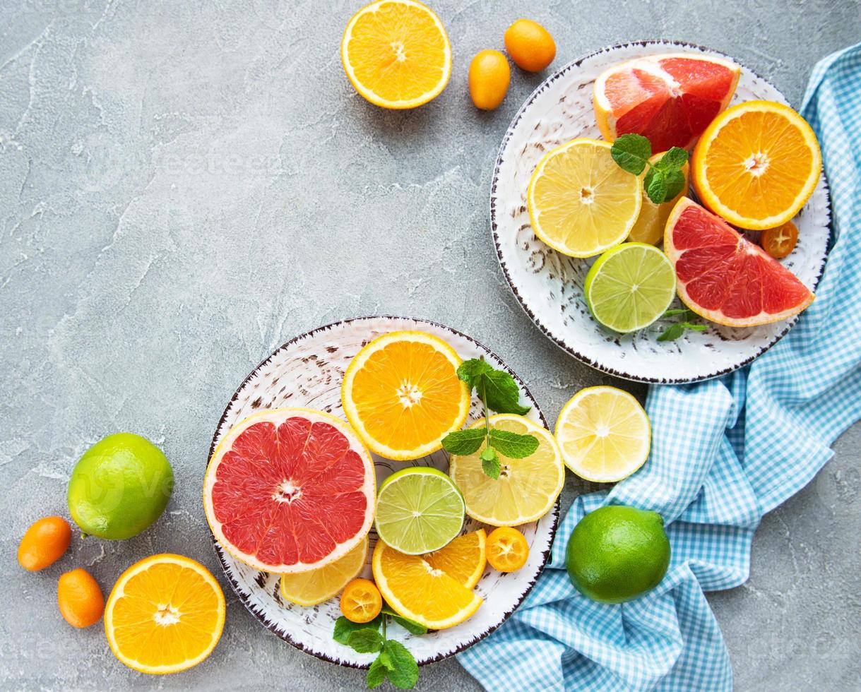 Fresh citrus fruits photo