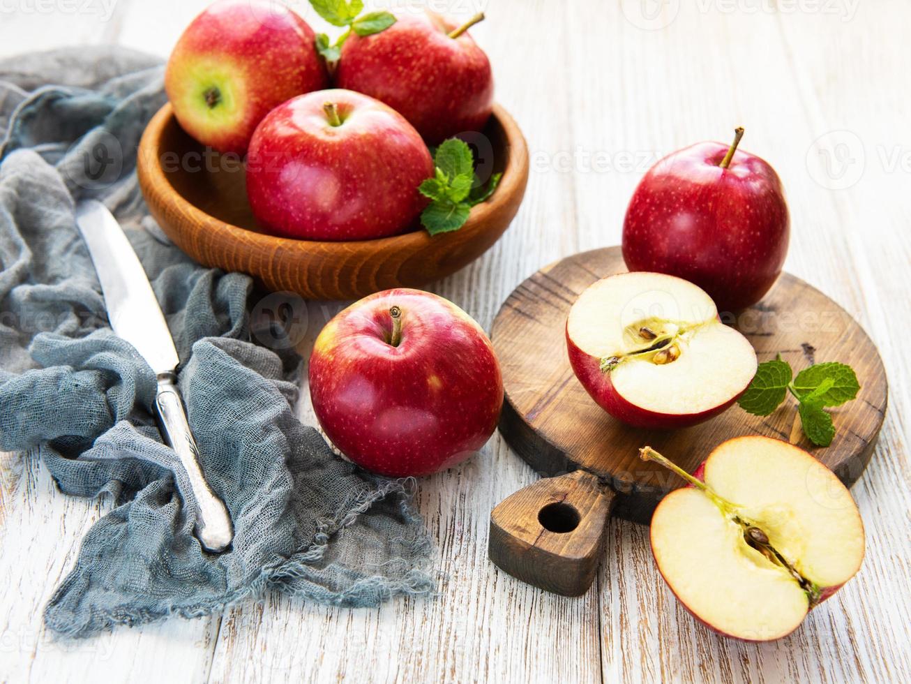 Bowl with red apples photo