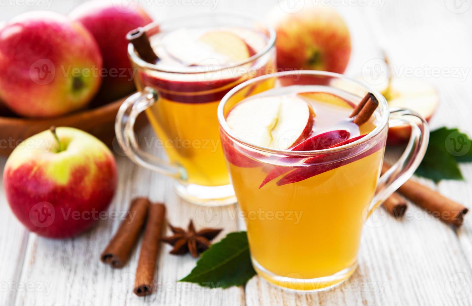 Apple cider  with cinnamon sticks photo