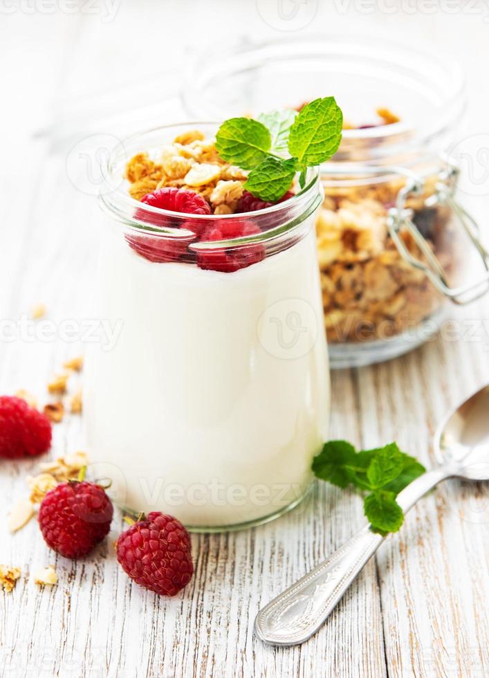 Yogurt with fresh berries photo