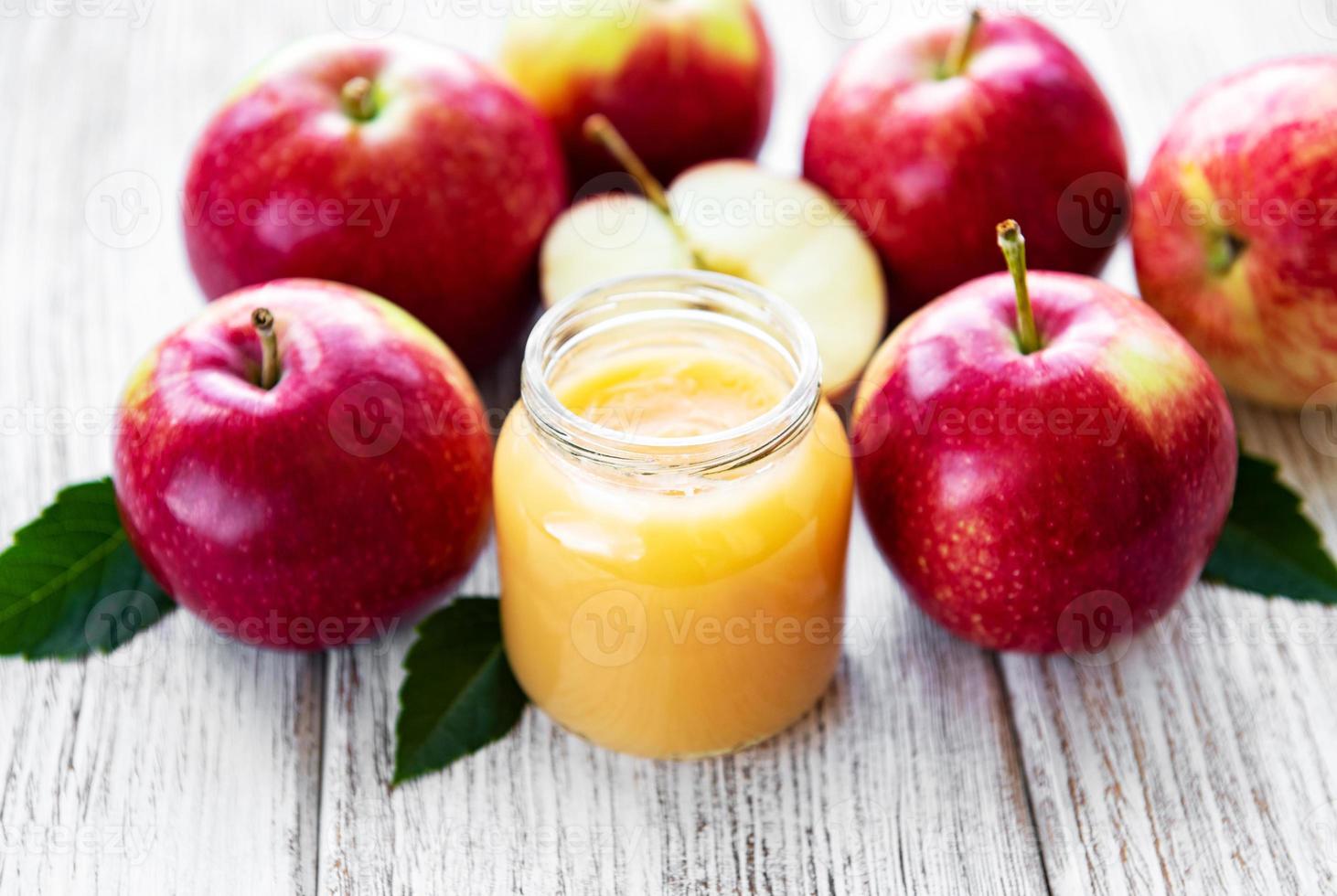 Applesauce in glass jar photo