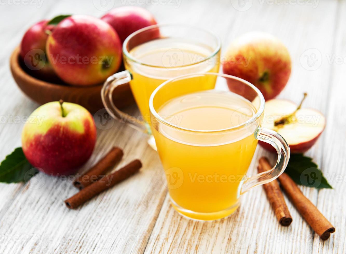 Apple cider  with cinnamon sticks photo