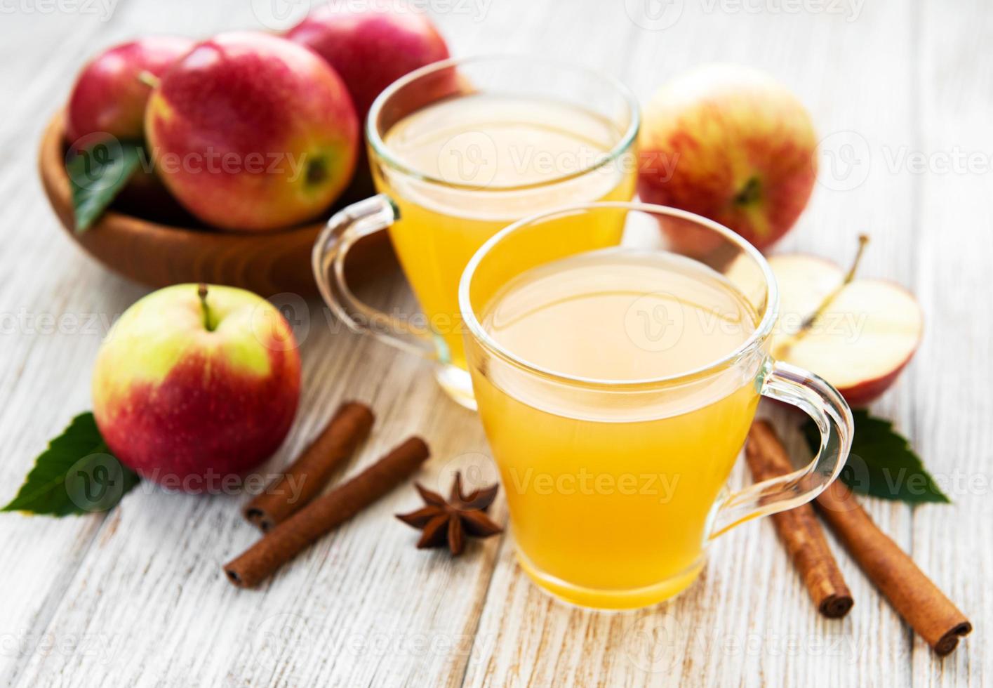 Apple cider  with cinnamon sticks photo