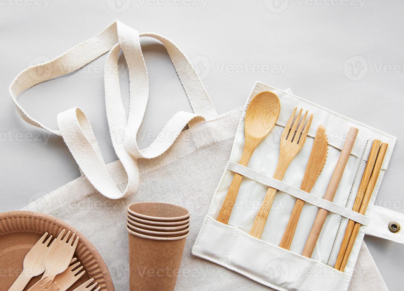 Zero waste concept,  recycled tableware photo