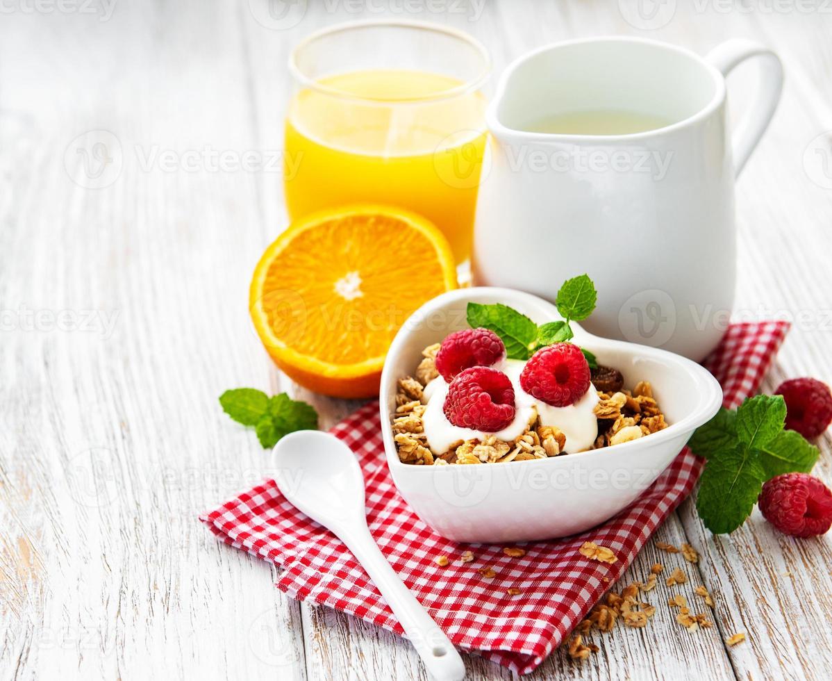 Healthy breakfast on.a table photo