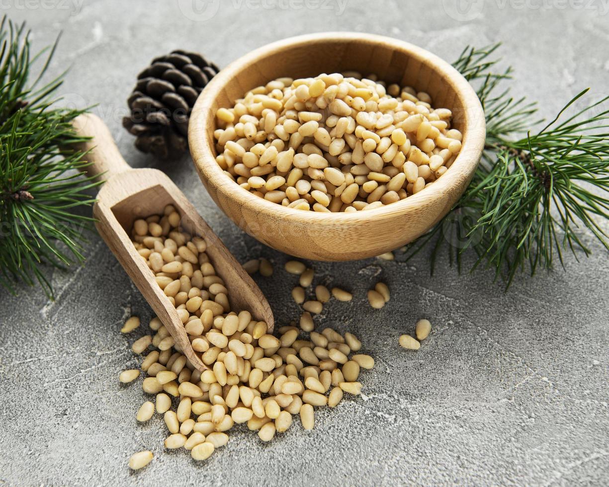 Pine nuts on a table photo