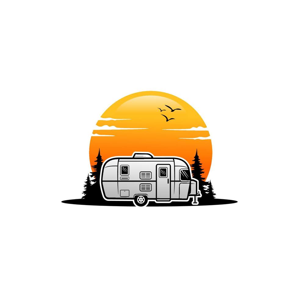 camper trailer - caravan trailer isolated vector