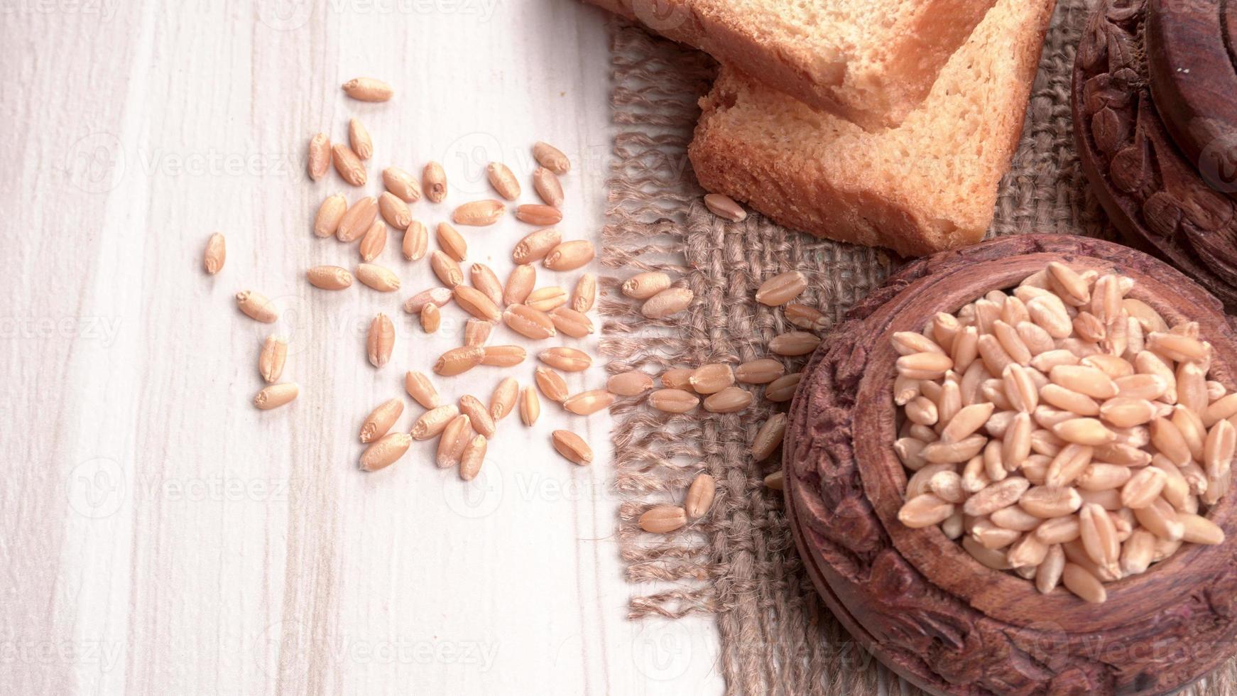 Crunchy Rusk or Toast for healthy life with wheat for breakfast. photo