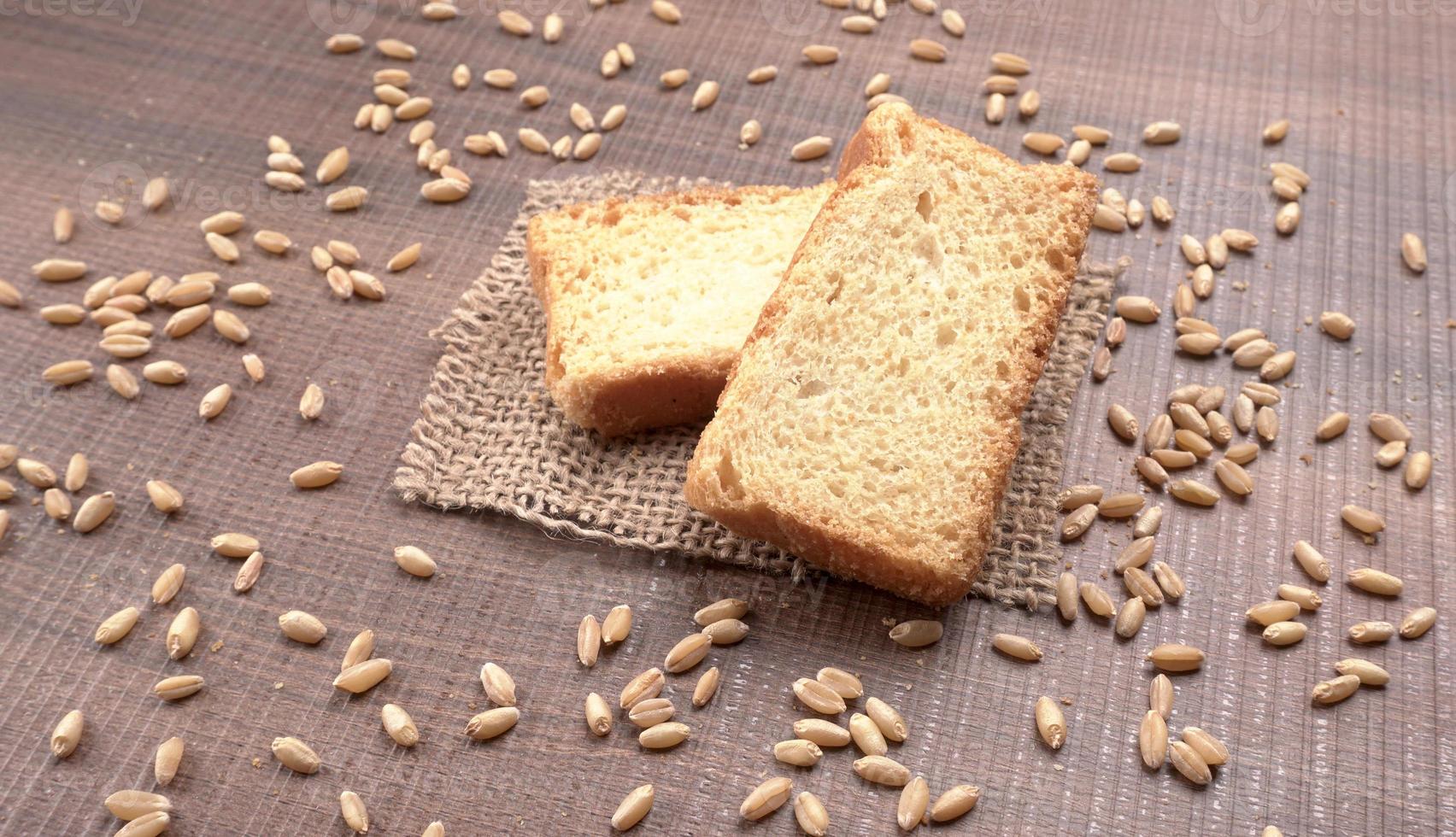 Crunchy Rusk or Toast for healthy life with wheat for breakfast. photo