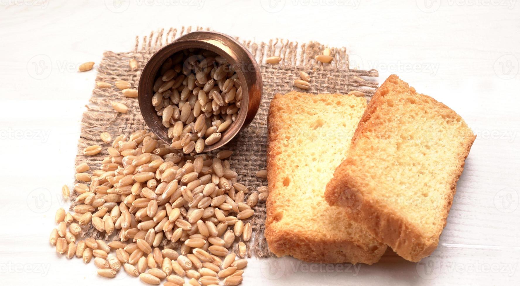 Crunchy Rusk or Toast for healthy life with wheat for breakfast. photo