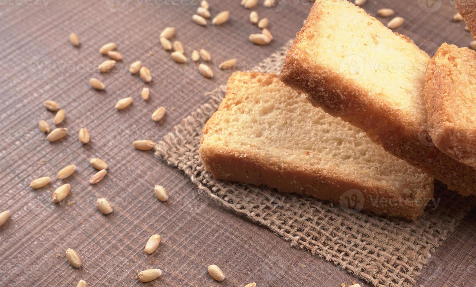 Crunchy Rusk or Toast for healthy life with wheat for breakfast. photo