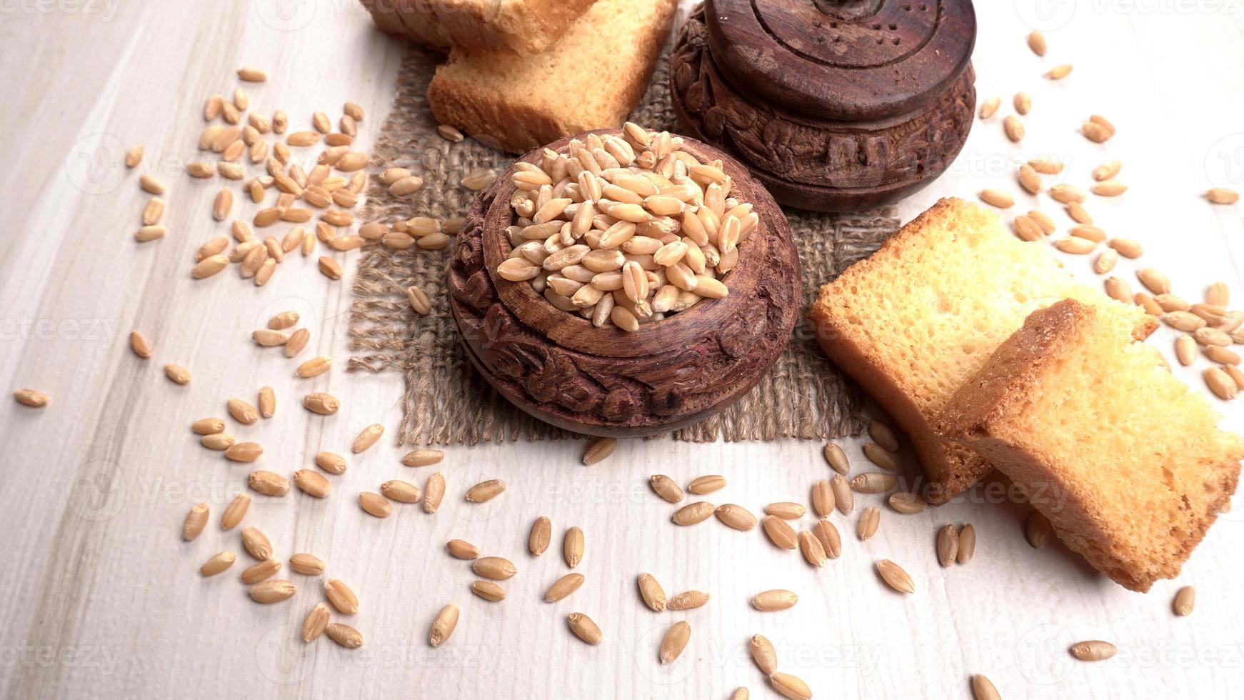 Crunchy Rusk or Toast for healthy life with wheat for breakfast. photo