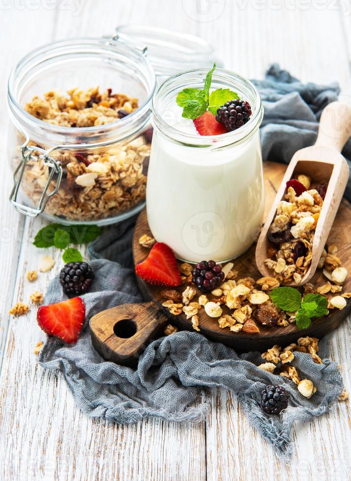 healthy breakfast, yogurt and granola photo