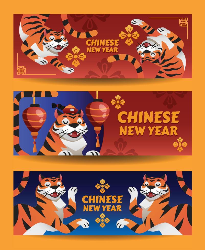 conjunto de banners de año nuevo chino vector