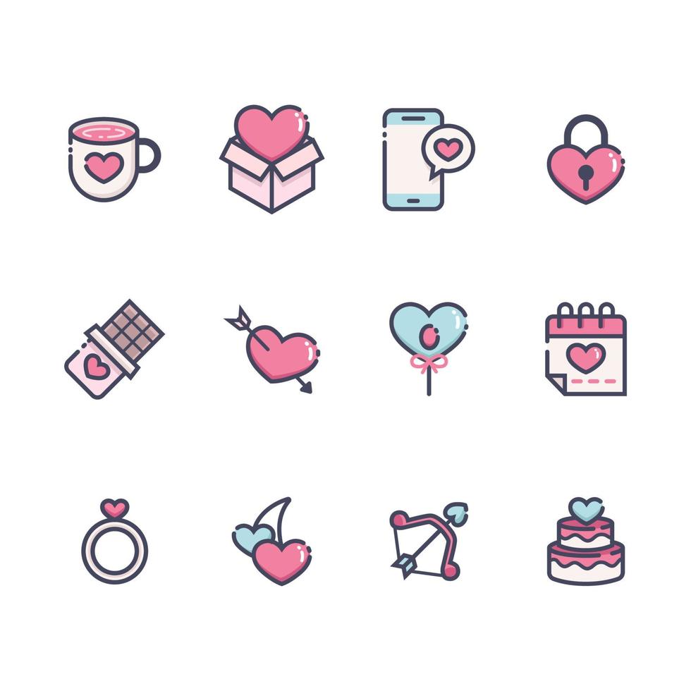 Set of Valentine Heart Icon vector