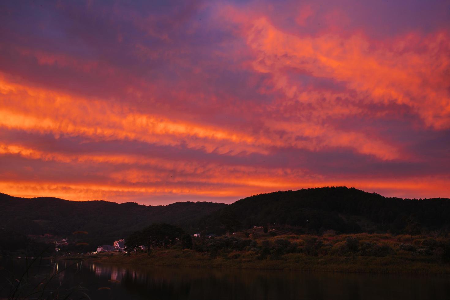 Sunset by the lake photo