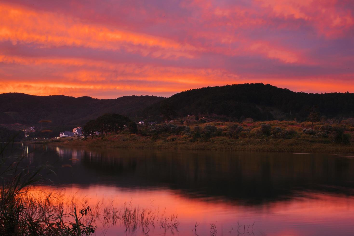 Sunset by the lake photo