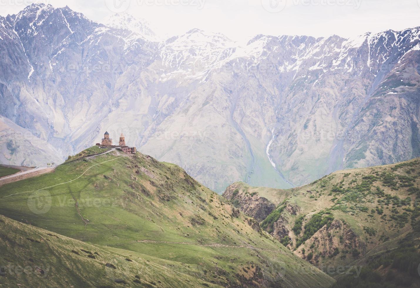 Kazbegi landscape panorama photo