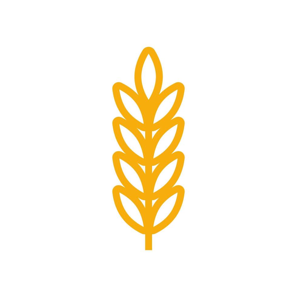 Wheat ears icon vector farm logo template. Line whole grain symbol illustration for organic eco bakery business, agriculture, beer on white