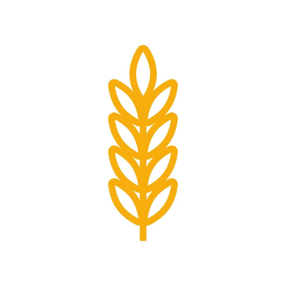 Wheat ears icon vector farm logo template. Line whole grain symbol illustration for organic eco bakery business, agriculture, beer on white