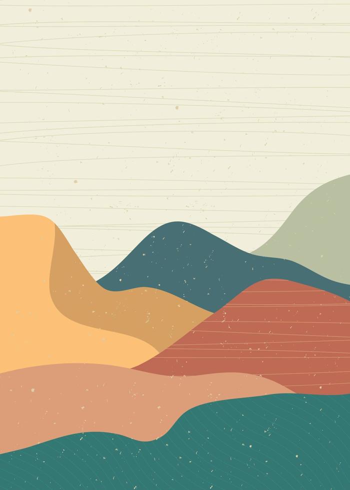 Abstract mountain landscape on set. Geometric landscape background in asian japanese style. vector illustration