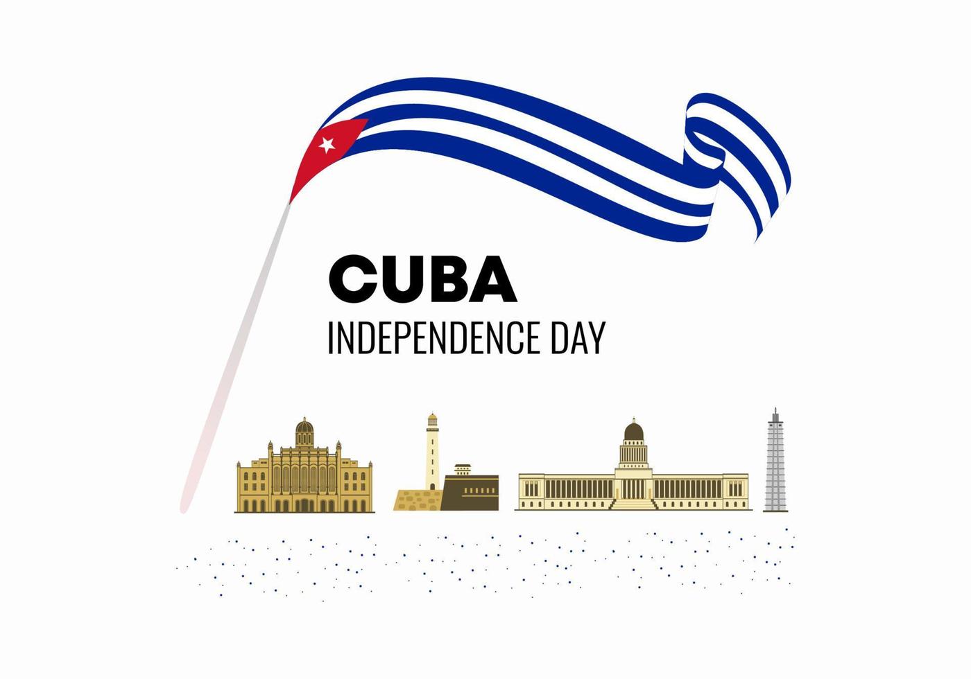 Cuba independence day for national celebration october 10. vector