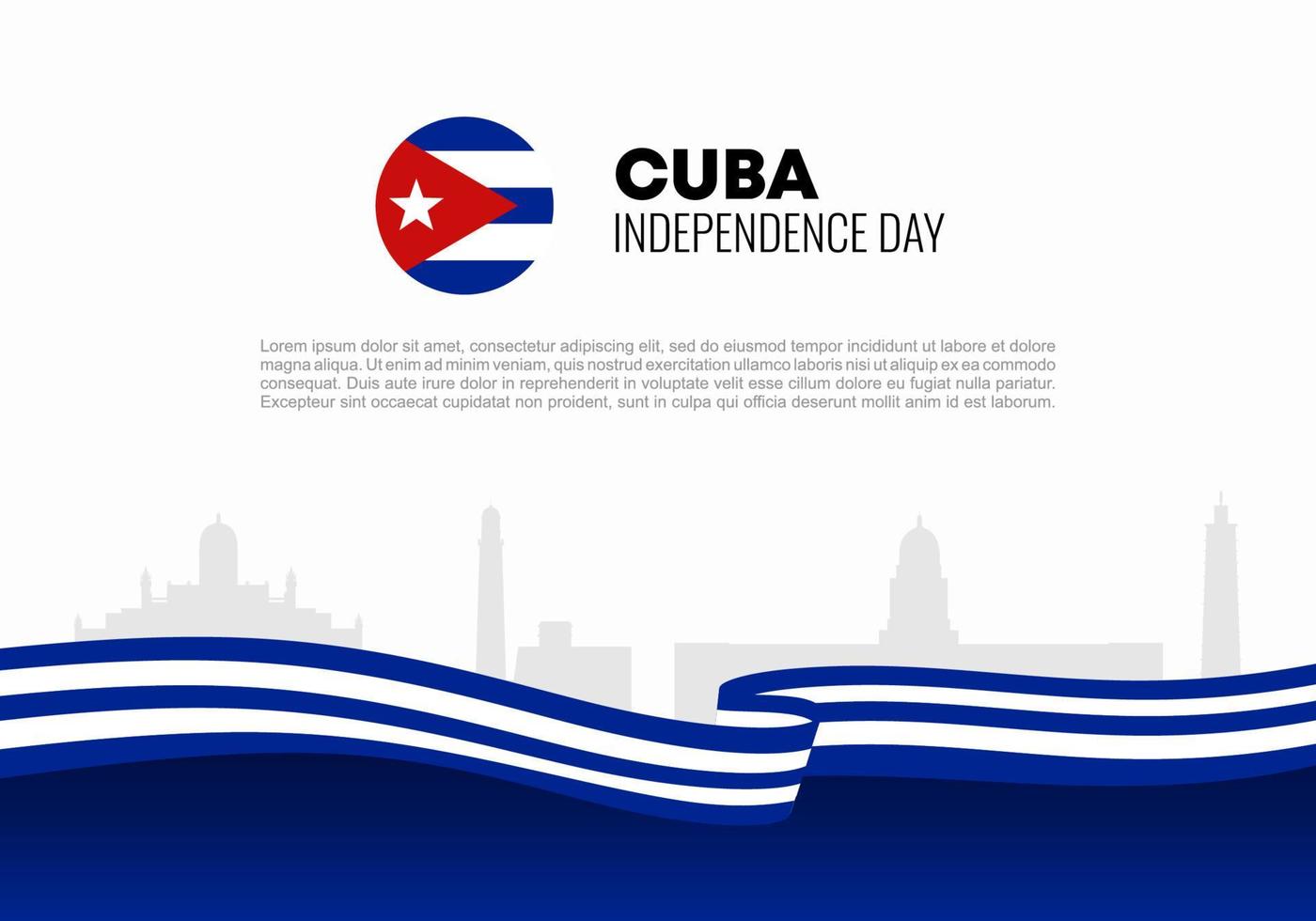 Cuba independence day for national celebration october 10. vector
