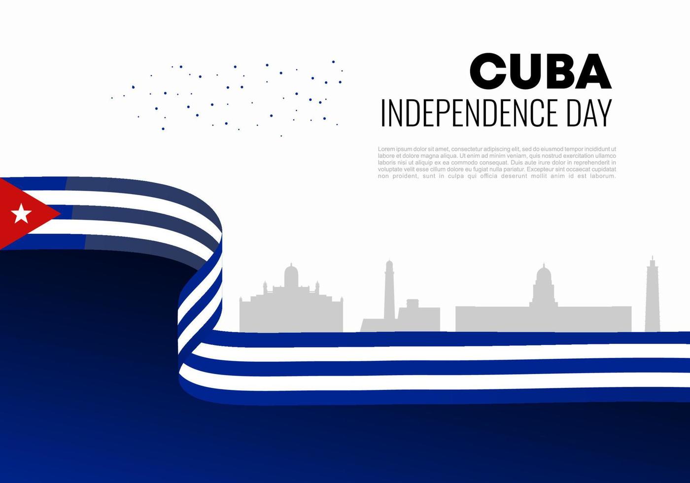 Cuba independence day for national celebration october 10. vector