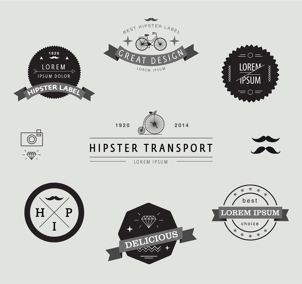 set of vector hipster modern labels, icons