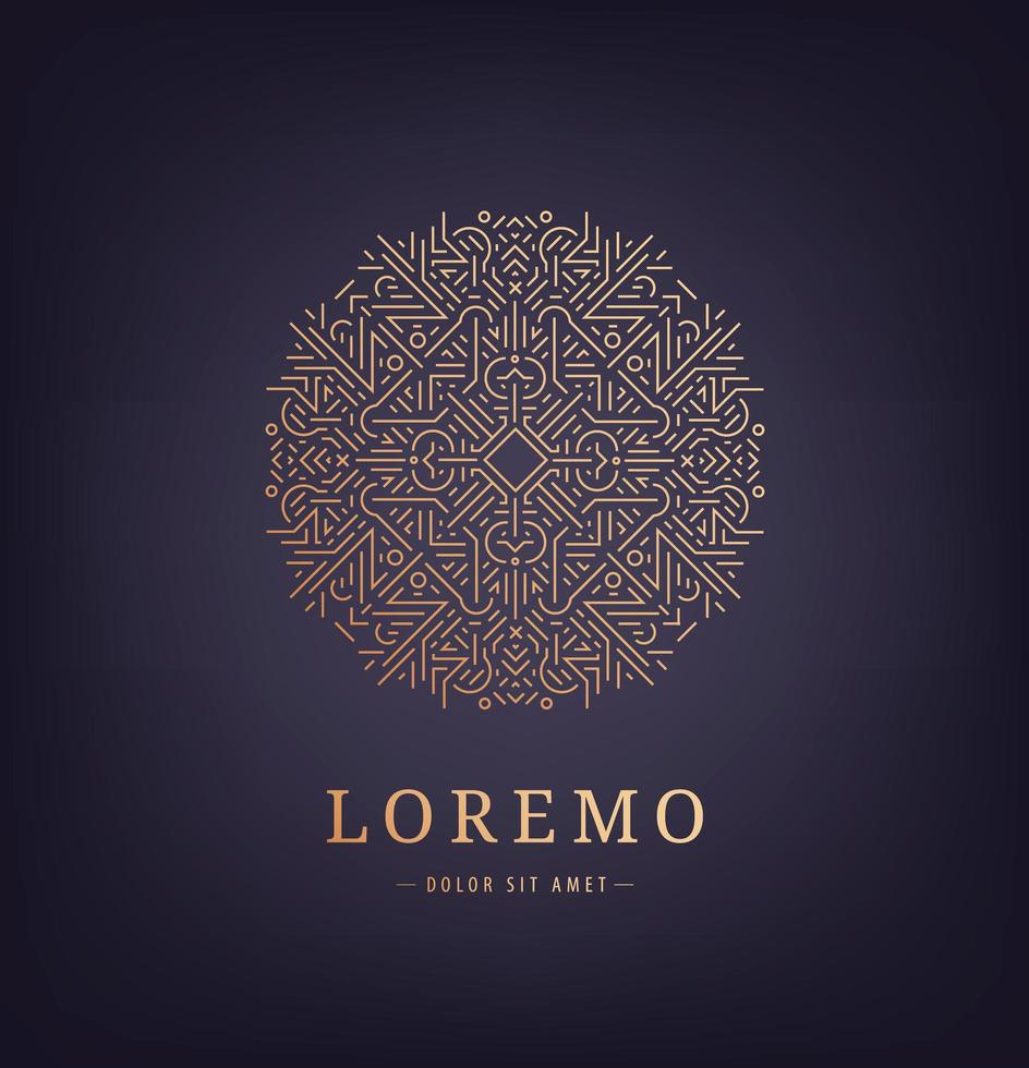 Vector logotipo de círculo geométrico abstracto, elegante monograma elegante vintage, plantilla de emblema, diseño de logotipo de línea elegante en art nouveau, estilo art deco. lujo, lineal