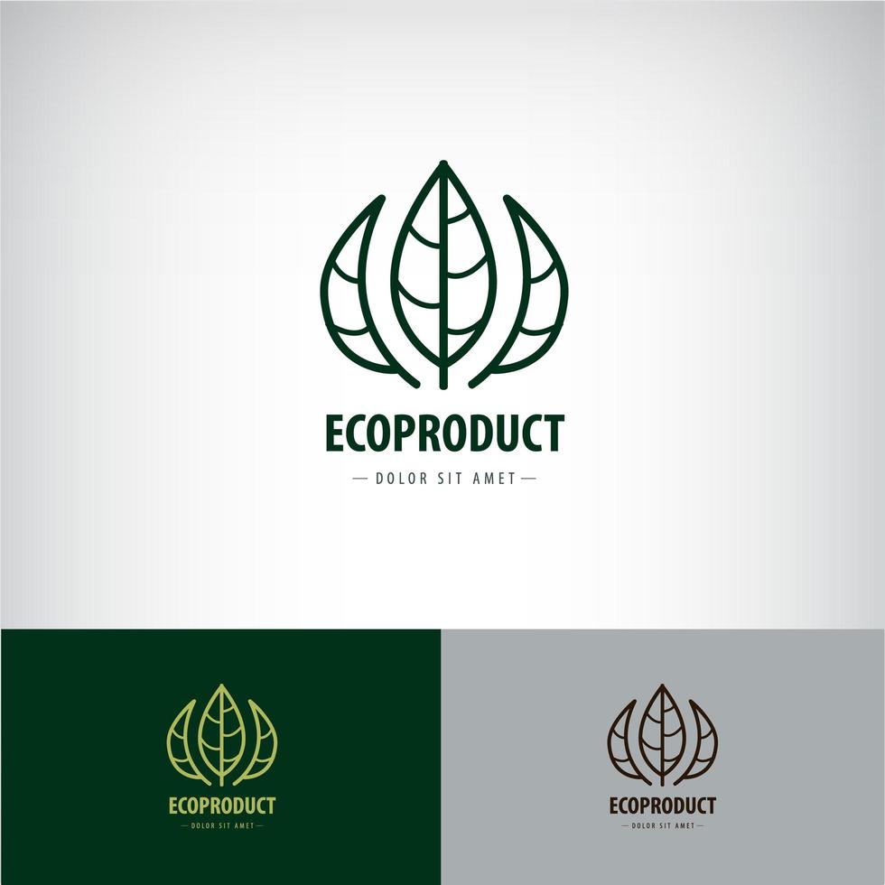 vector línea deja logo. identidad de producto ecológico, natural y orgánico