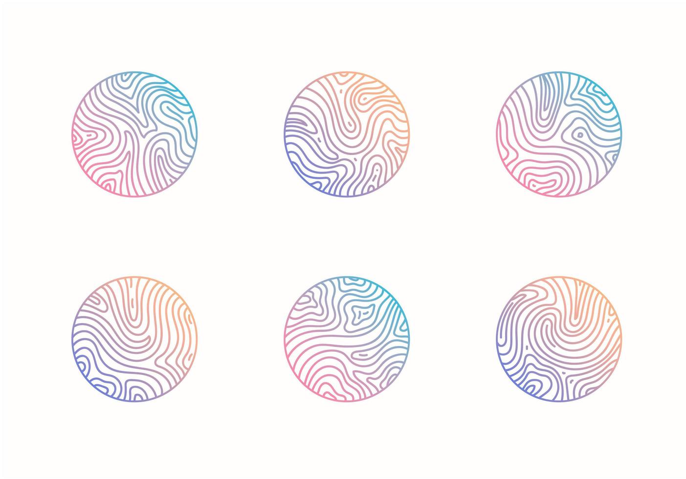 Vector set of abstract wavy minimal organic logos. Marble line emblem for business, badge, print, icon gradient. Nature, landscape, meditation, spa, cosmetics etc.