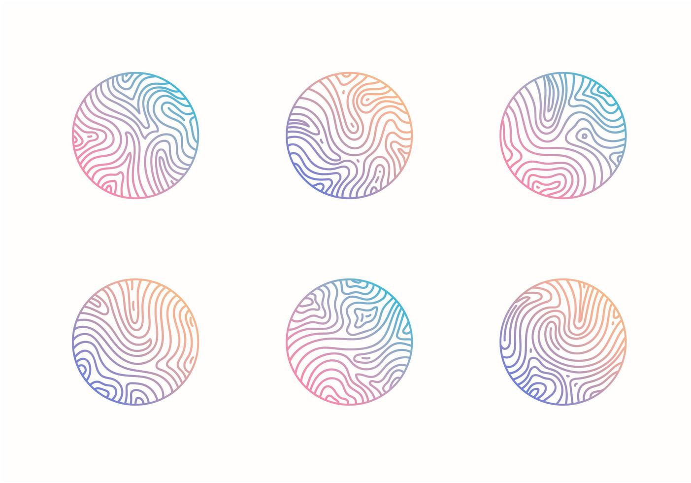 Vector set of abstract wavy minimal organic logos. Marble line emblem for business, badge, print, icon gradient. Nature, landscape, meditation, spa, cosmetics etc.