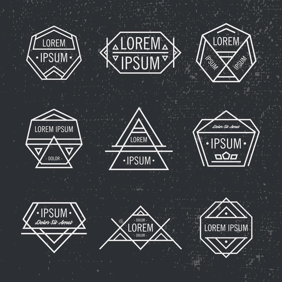 conjunto de vectores de logotipos de hipster de línea geométrica, iconos, insignias aisladas.