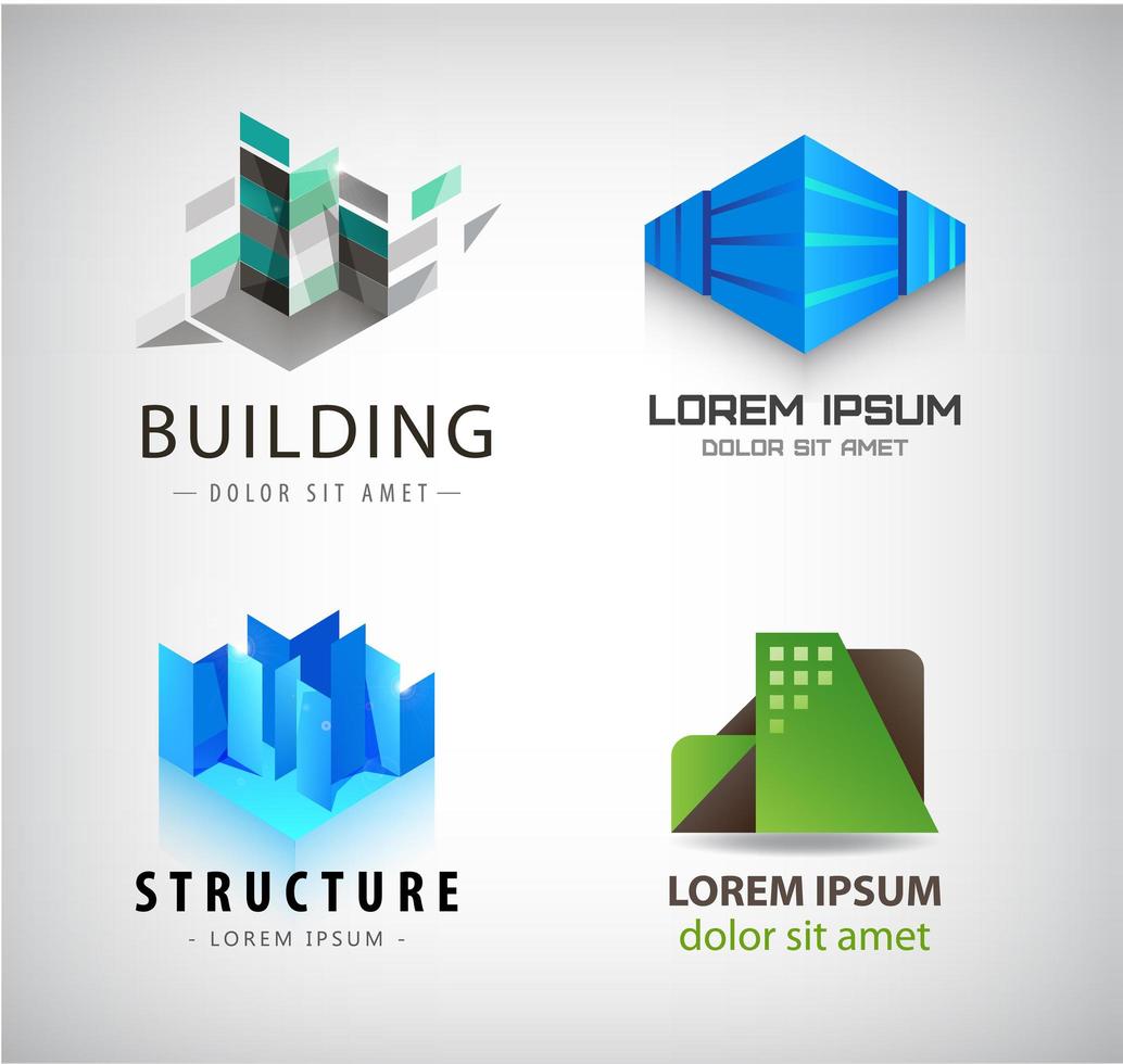 conjunto de vectores de logotipos de construcción, iconos de la empresa.