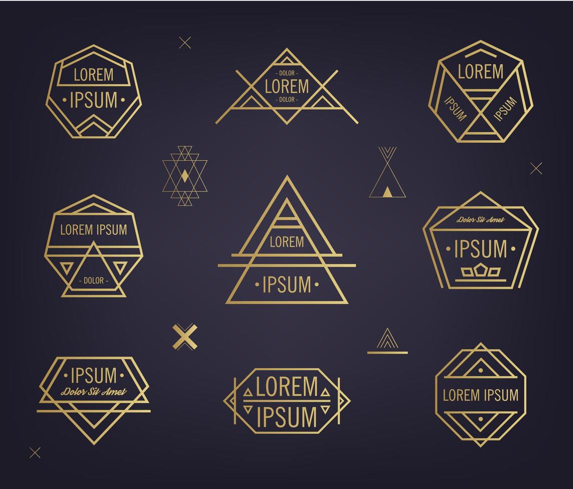 vector conjunto de logotipos geométricos abstractos. formas místicas y esotéricas, insignias con espacio de texto.