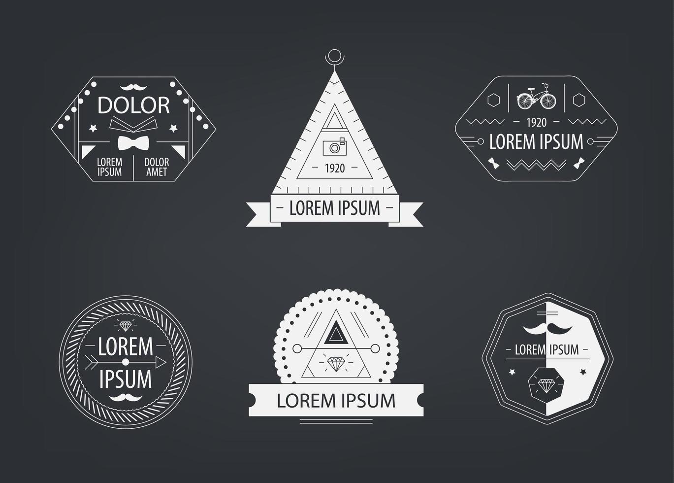 set of vector black and white hipster modern labels, icons, logos isolated