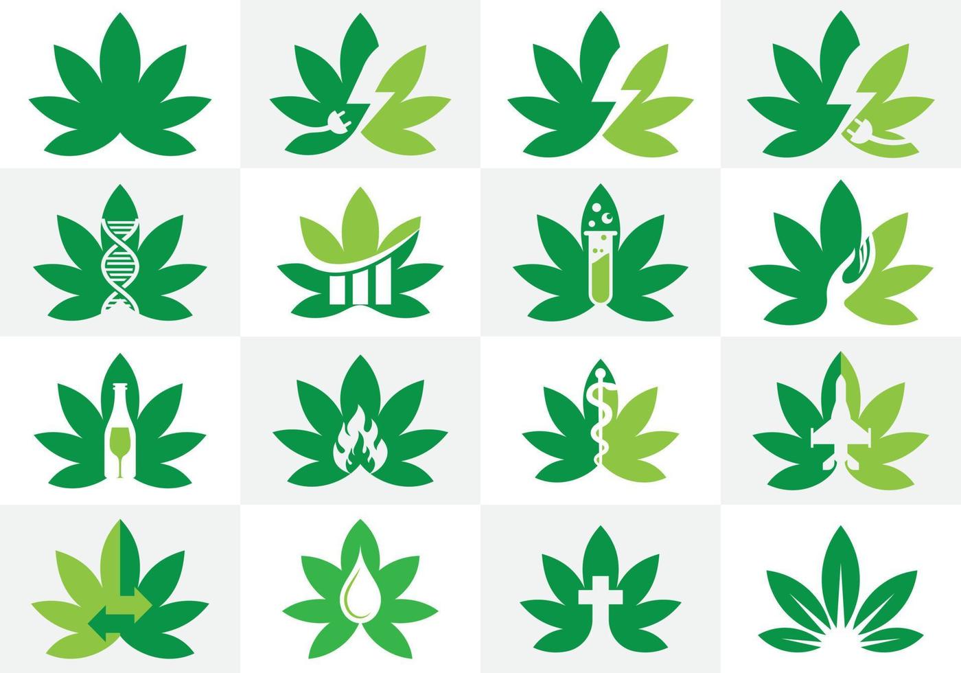 conjunto de logotipo de cannabis. cannabis, marihuana, señal, símbolo, icono, diseño vector