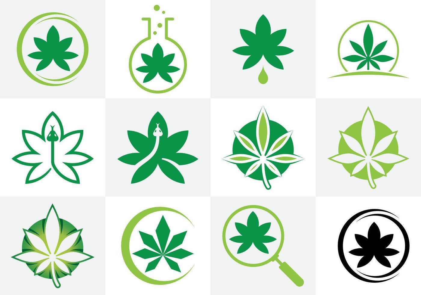 conjunto de logotipo de cannabis. cannabis, marihuana, señal, símbolo, icono, diseño vector