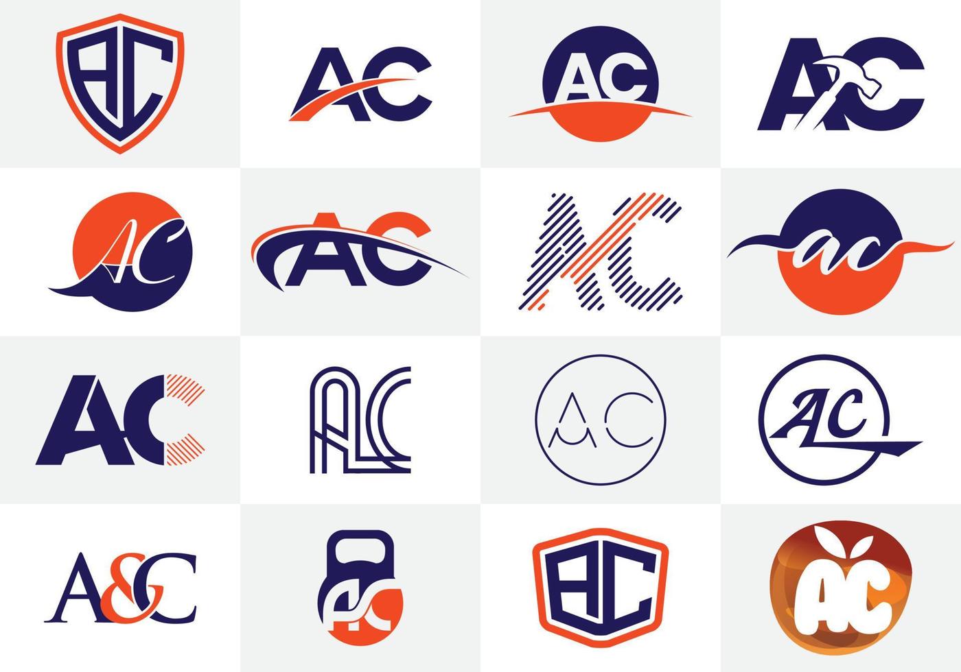 Diseño de logotipo de letra ac. vector de icono de letras ac creativas.