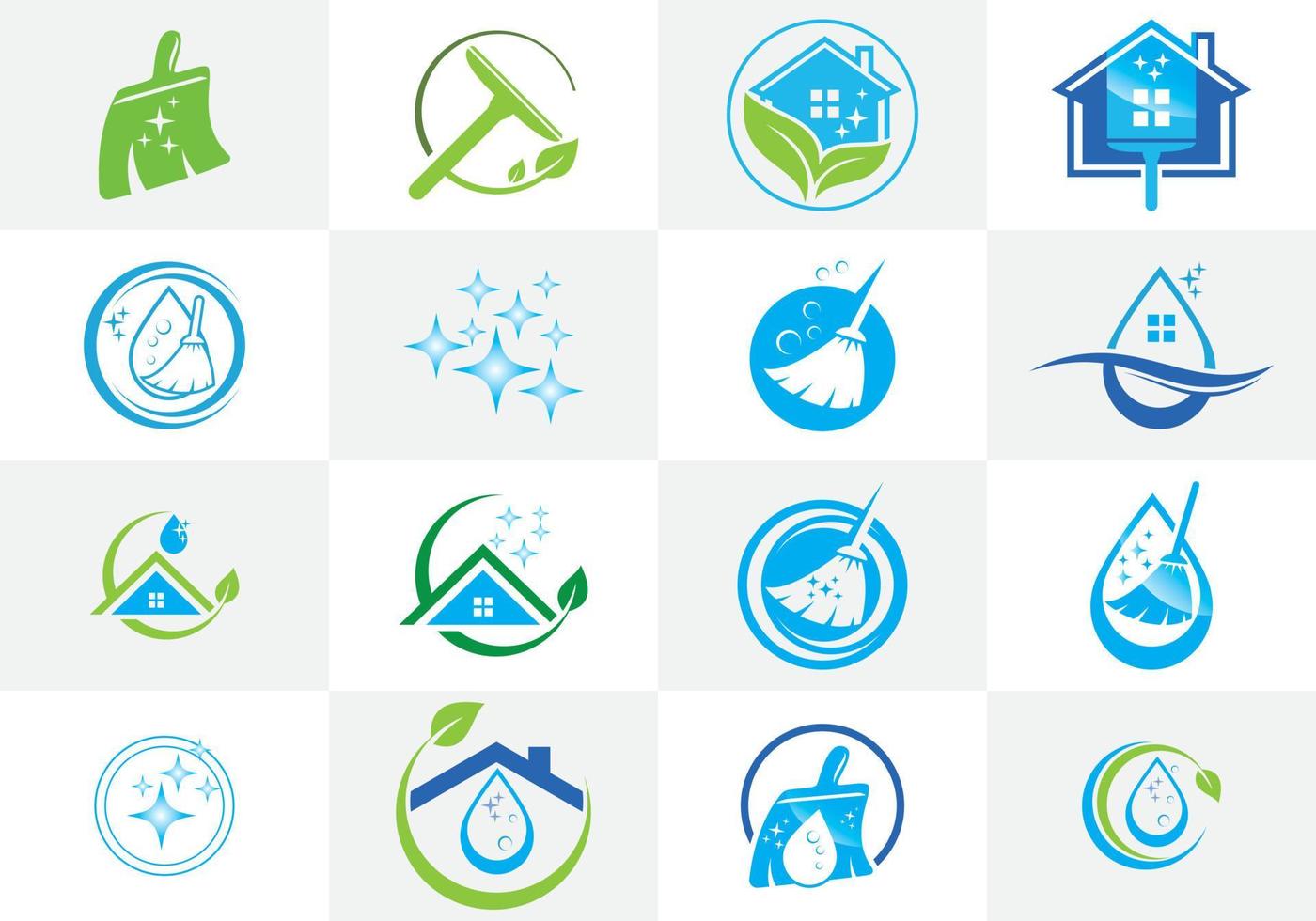 diseño de logotipo de empresa de servicio de limpieza. conjunto de iconos vectoriales vector