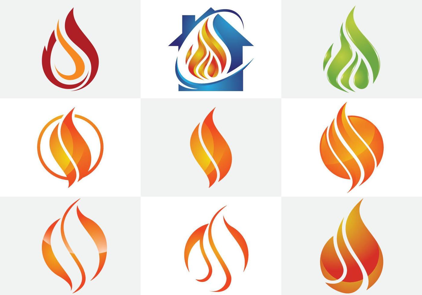 Flame logo design. Fire icon, oil and gas industry sign symbol vector