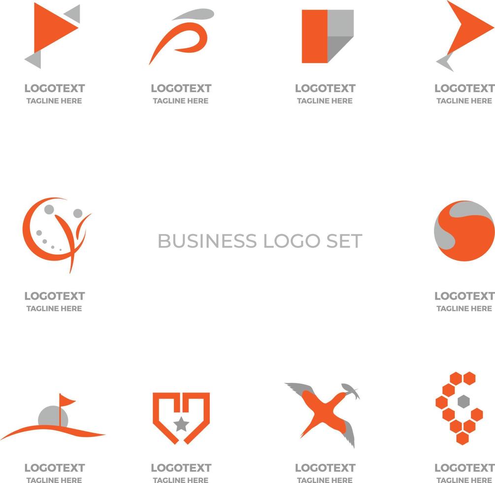 logotipo plano de negocios creativos en color gris naranja vector