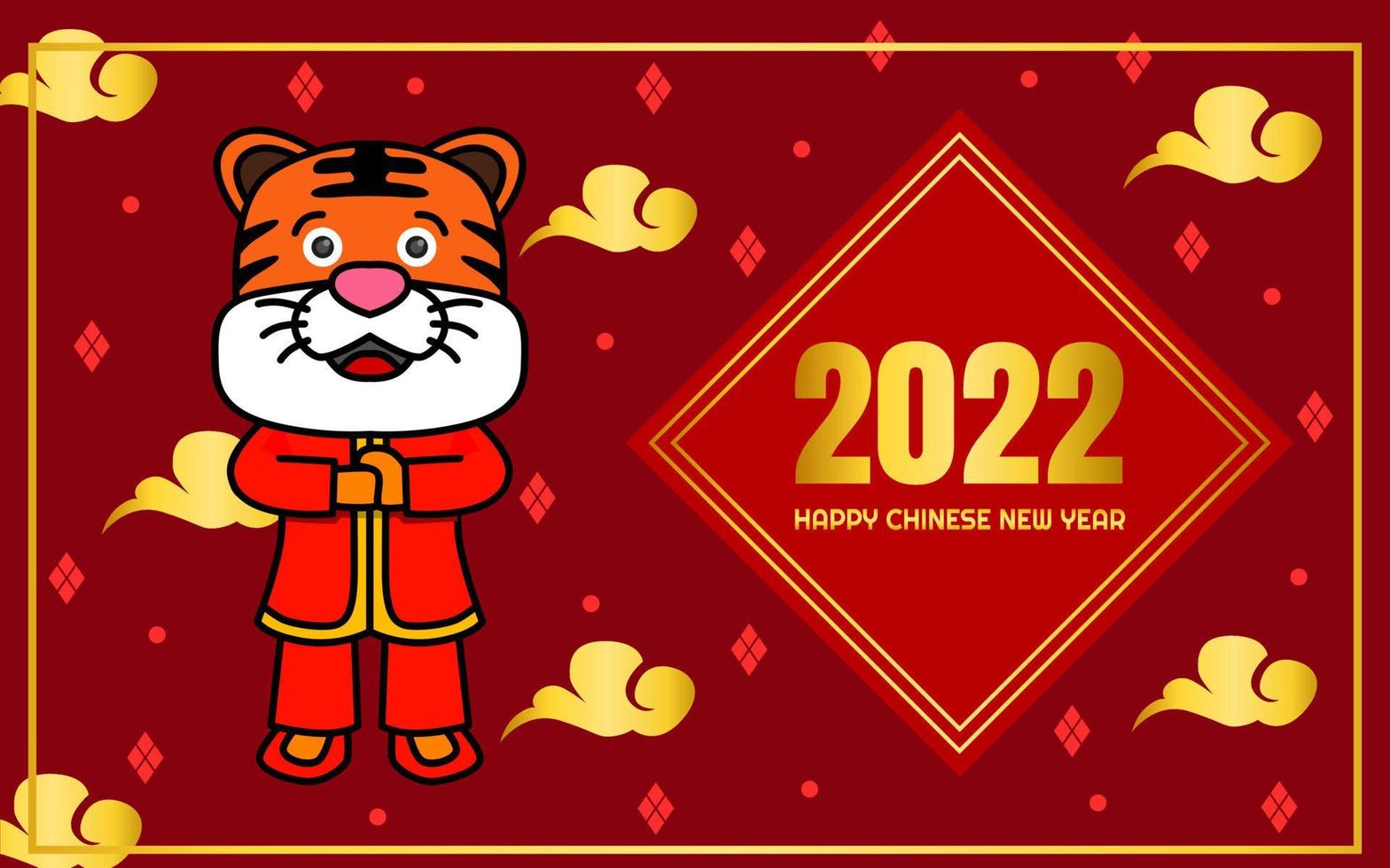 Diseño de saludo de año nuevo chino con decoración y color rojo. diseño del año del tigre vector