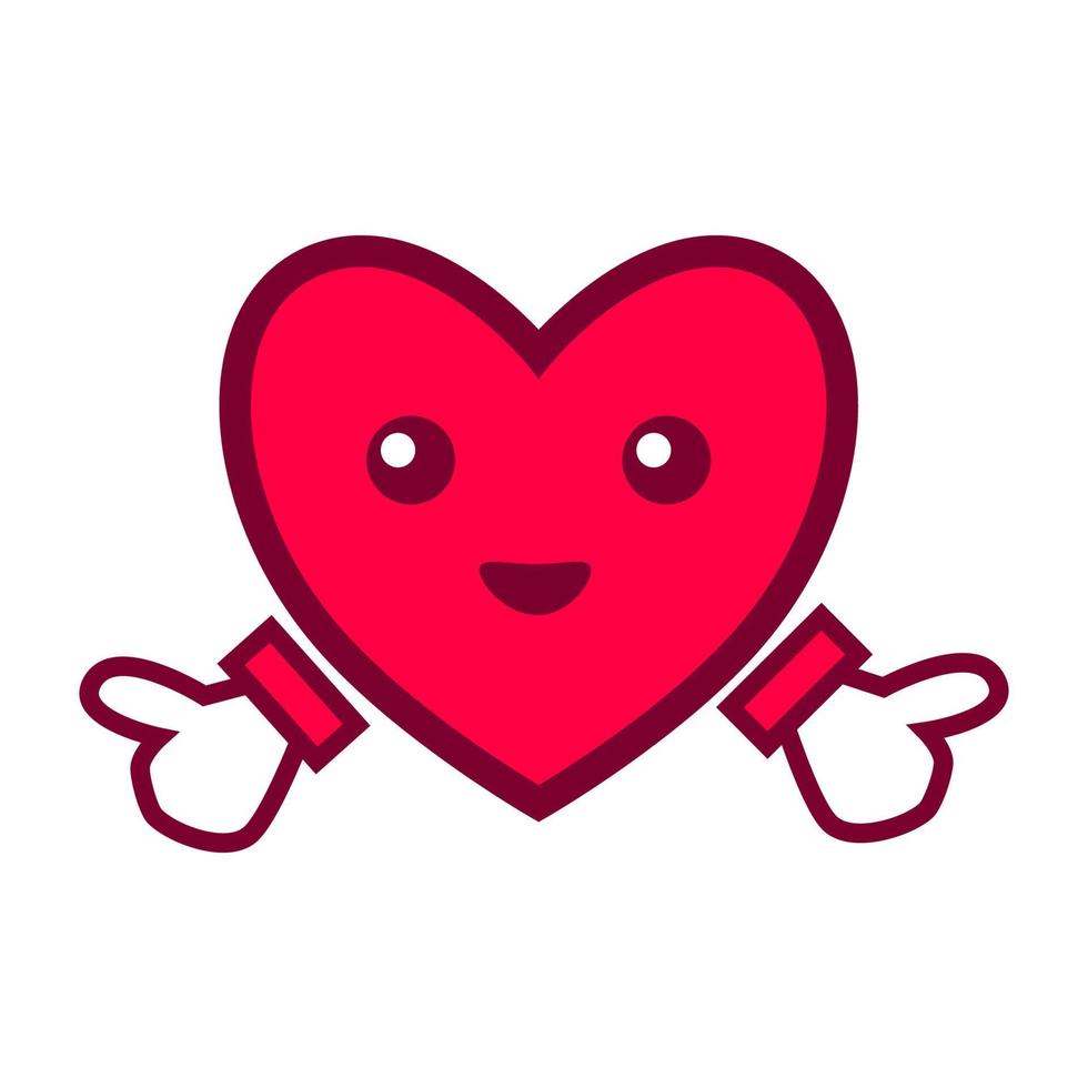 diseño de dibujos animados de corazón sonriente rosa. lindo icono de corazón. utilizado para plantillas vector