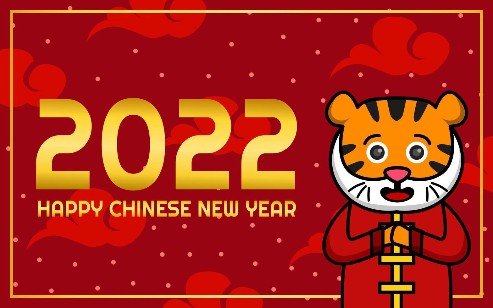 chinese new year greeting design with red decoration and color. tiger year design vector