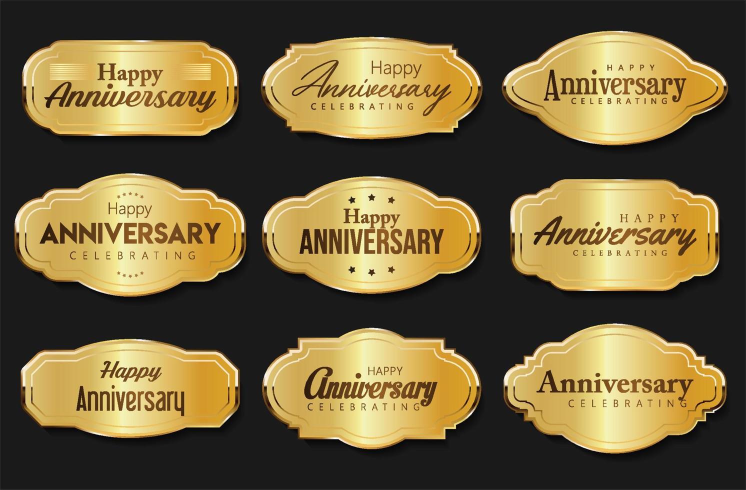 Collection of anniversary golden logotype celebration emblem vector